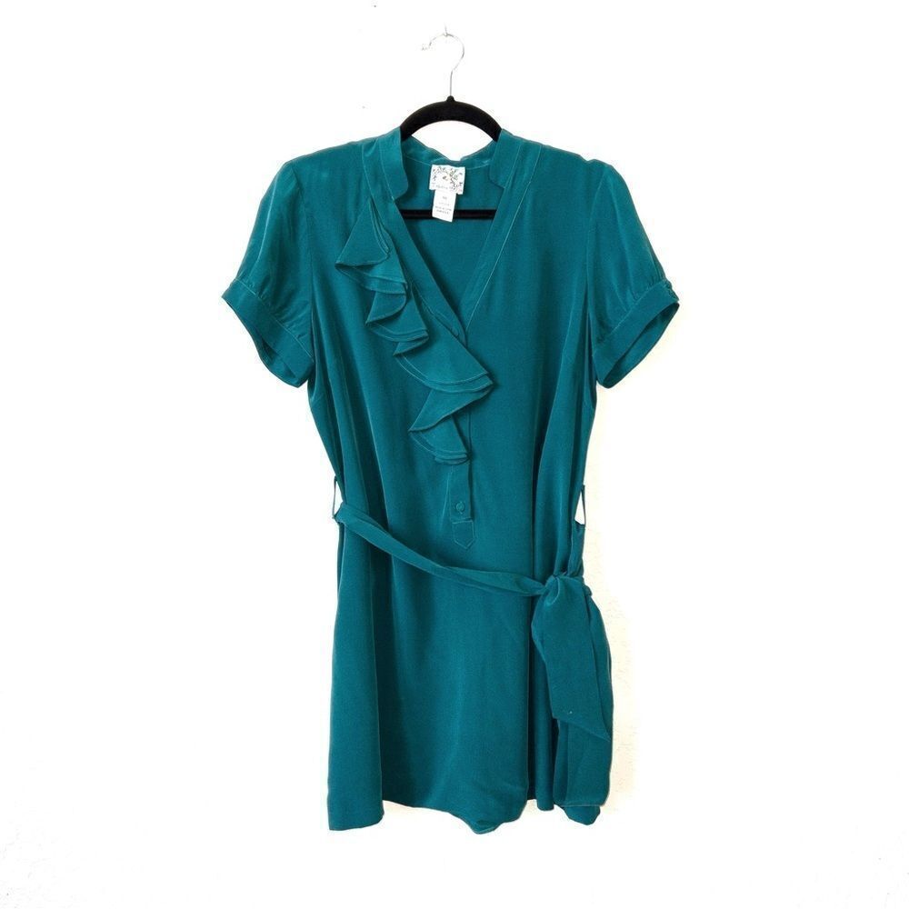 Tabitha x Anthropologie Teal‎ Tranquil Flow Silk Tunic Size 10